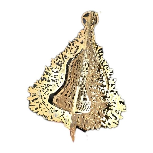 VTG NIB Metal Gold Tone Christmas Tree Ornament 3D & Gold Fish Bradford Gift Set - Picture 8 of 9